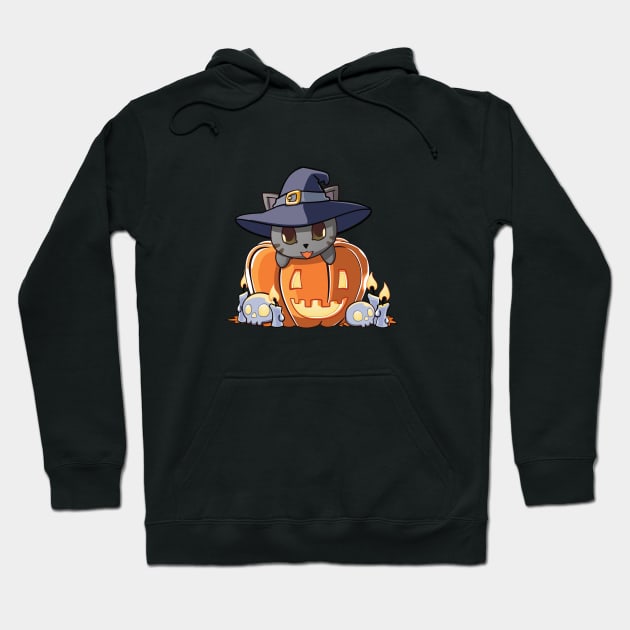 Grey cat in a pumpkin Hoodie by Myanko